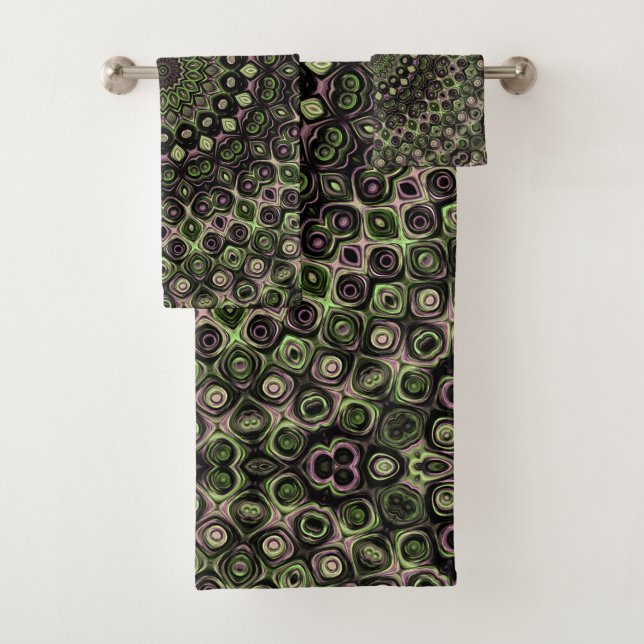 Patrón de Mandala de Caleidoscopio Verde y Negro (In situ)