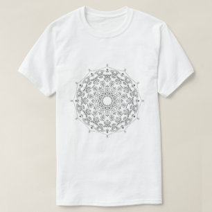 Patrón de Mandala Geométrico Negro en Camiseta Bla