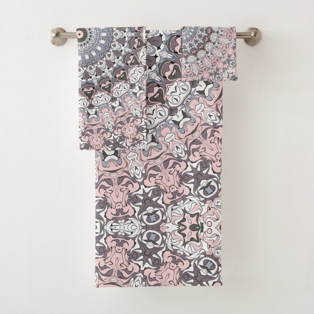 Patrón de Mandala gris rosa y blanco (In situ)