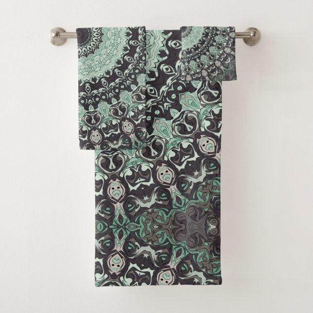 Patrón de Mandala Mint Green y Charcoal (In situ)