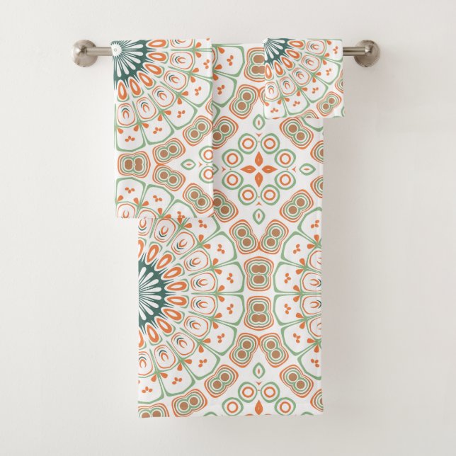 Patrón de Mandala Moderno Naranja y Verde (In situ)