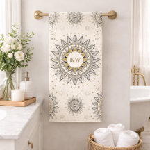 Patrón de Mandala Monograma Dorado Gris