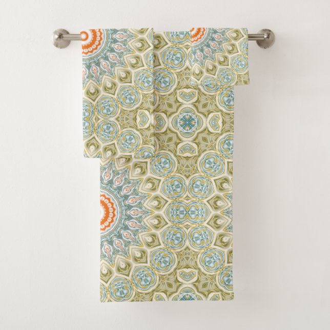 Patrón de Mandala Naranja y Verde Teal con Acentos (In situ)