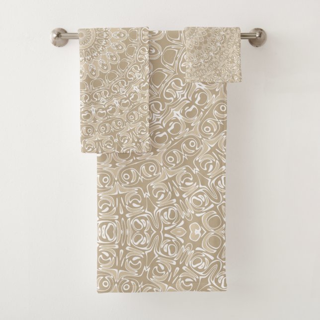 Patrón de Mandala Ornamental Caqui y Blanco (In situ)