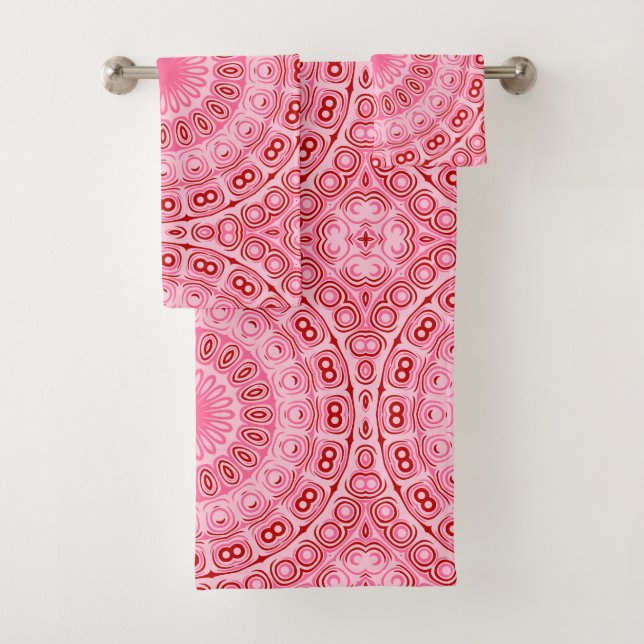 Patrón de Mandala Rojo y Rosa (In situ)