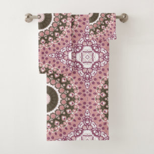 Patrón de Mandala Rosa y Mocha Geometría Floral