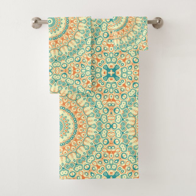 Patrón de Mandala Teal Tropical y Naranja (In situ)