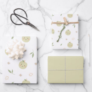 Patrón de manzanas felices - Conjunto de papel de 