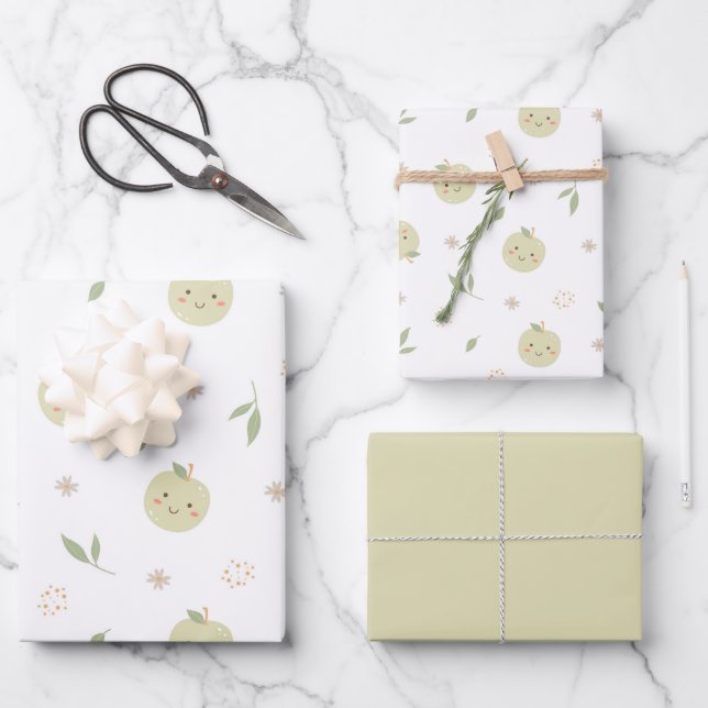 Patrón de manzanas felices - Conjunto de papel de  (Anverso)