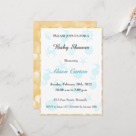 Patrón de mar azul invitación a ducha de bebé