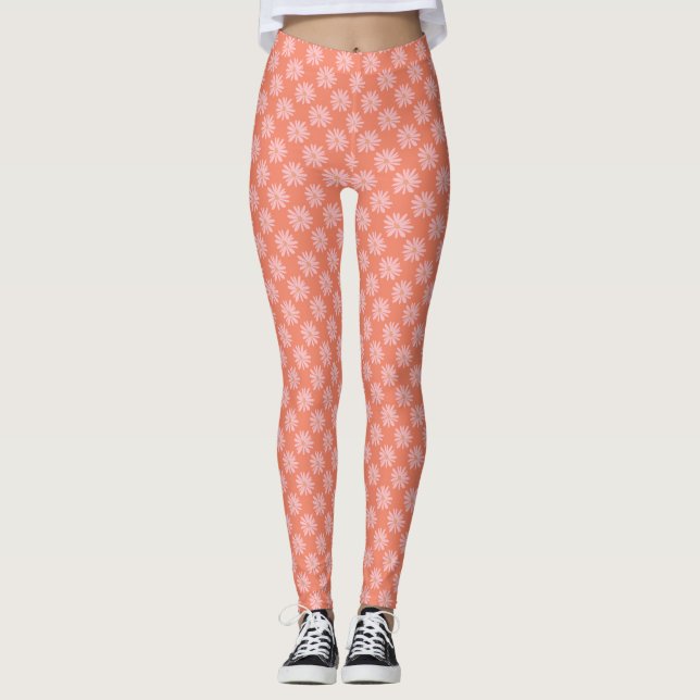 Patrón de marea retro cromo Peach Moda BOHO Leggin (Anverso)