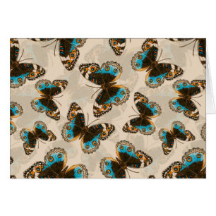 Patrón de mariposa azul Pansy en blanco roto