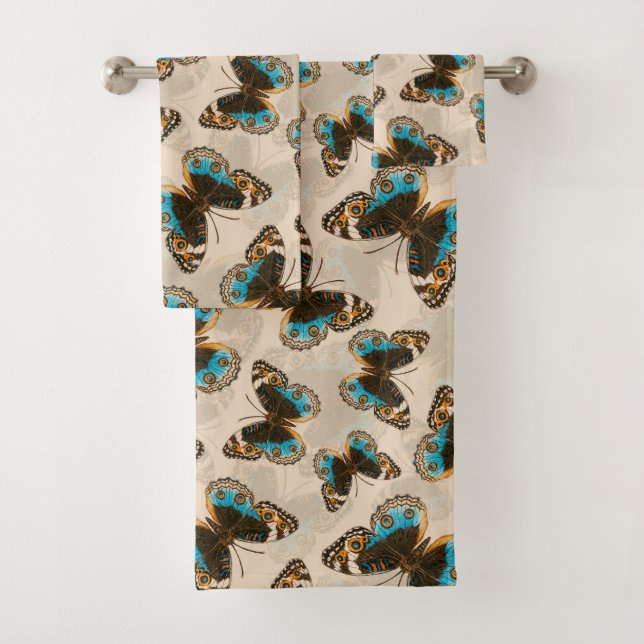 Patrón de mariposa azul Pansy en blanco roto (In situ)