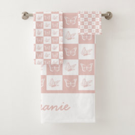 Patrón de mariposa blanca y rosada personalizado