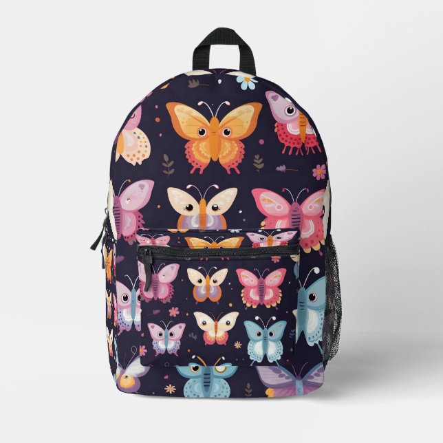 Patrón de mariposa colorida Mochila impresa (Anverso)