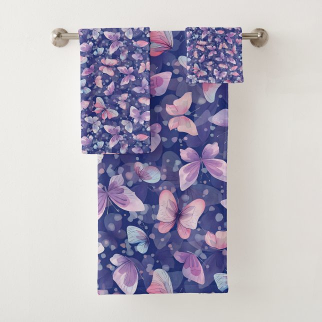Patrón de mariposa de la toalla de baño#1 (In situ)
