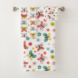 Patrón de mariposa y floral