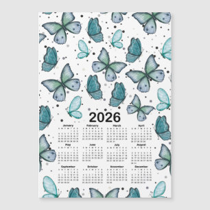 Patrón de mariposas verdes azules del calendario 2
