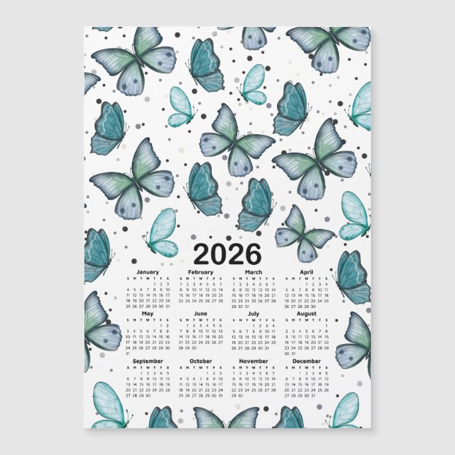 Patrón de mariposas verdes azules del calendario 2 (Anverso)
