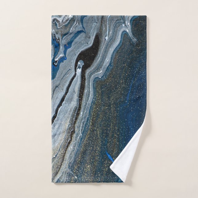 Patrón de Mármol Azul Fresco y de Moda (Toalla de mano)