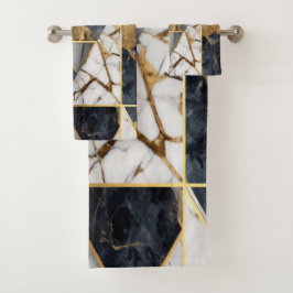 Patrón de mármol geométrico negro de oro de moda