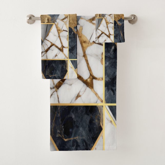 Patrón de mármol geométrico negro de oro de moda (In situ)