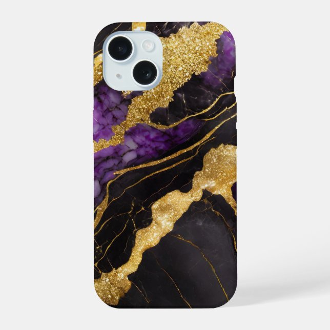 Patrón de mármol negro morado con oro (Reverso )