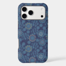 Patrón de Medallón Floral Geométrico Azul