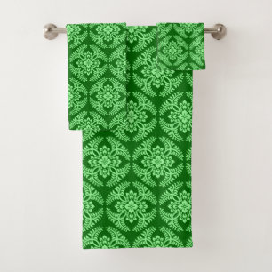 Patrón de medallón japonés, verde oscuro de jade