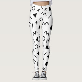 Patrón de moda de los 80 negro y blanco Leggings
