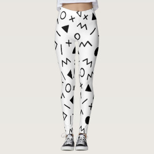 Patrón de moda de los 80 negro y blanco Leggings