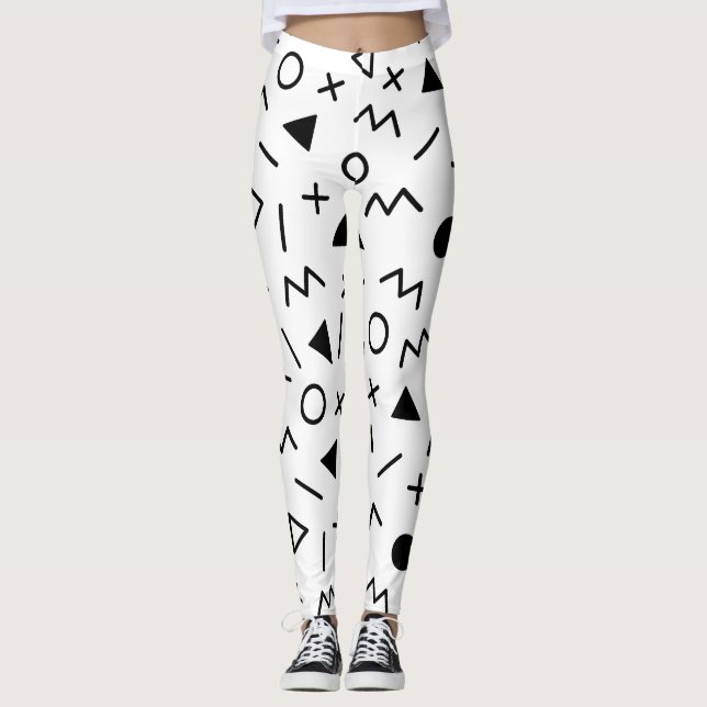 Patrón de moda de los 80 negro y blanco Leggings (Anverso)