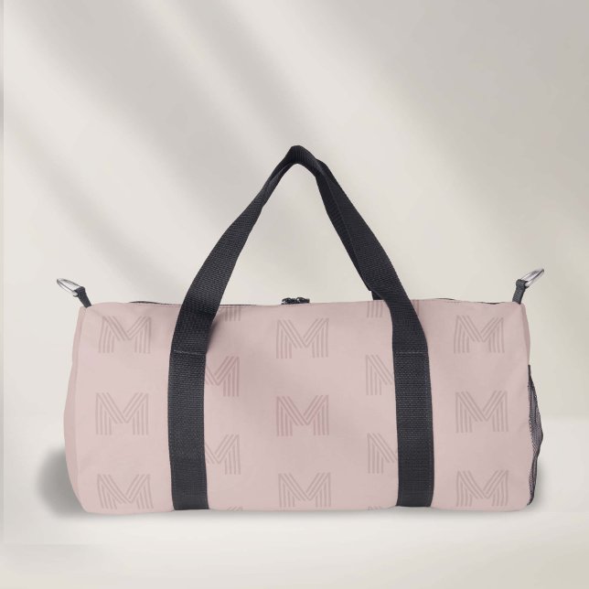 Patrón de mongrama rosado, bolsas de baile (Pink monogram small women's duffel bag.)