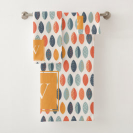 Patrón de monograma botánico de hojas azules de Na