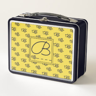 Patrón de monograma de las abejas de verano amaril