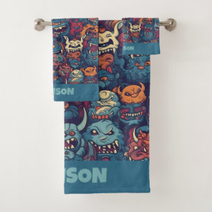 Patrón de monstruo de niños de nombre personalizad