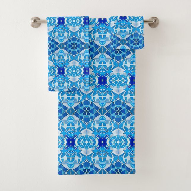 Patrón de mosaico azul turquesa, gris y cobalto (In situ)