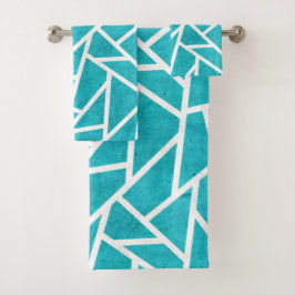Patrón de mosaico azul-verde y blanco