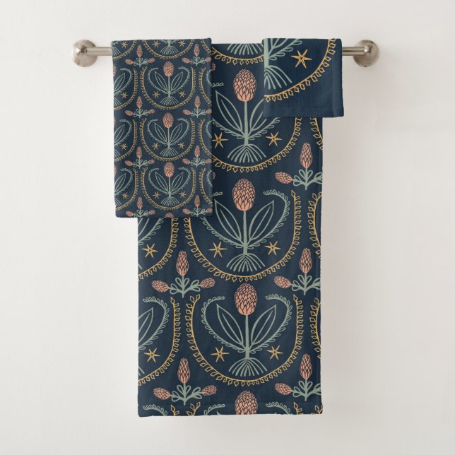 Patrón de mosaico botánico floral lucile Profundo  (In situ)