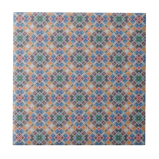 Patrón de mosaico de baldosas coloridas (Frente)