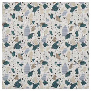 Patrón de mosaico de Terrazzo - Verde en tela de 