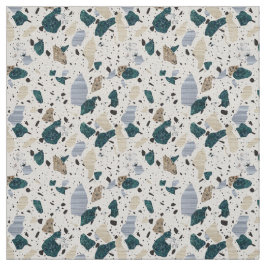 Patrón de mosaico de Terrazzo - Verde en tela de c