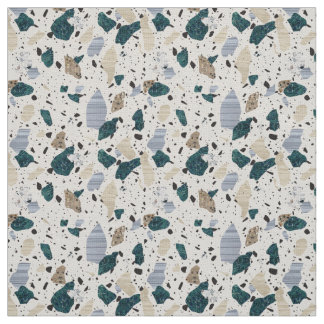 Patrón de mosaico de Terrazzo - Verde en tela de c