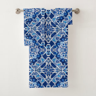 Patrón de mosaico en azul añil y cobalto