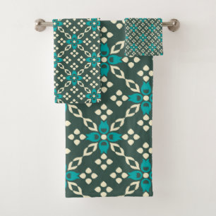 Patrón de mosaico retro ornato decorativo en verde