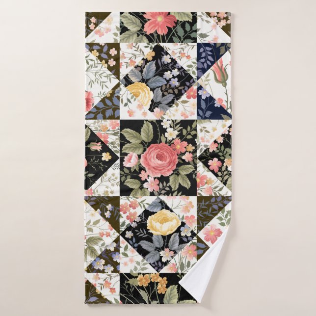 patrón de mosaico transparente con flores (Toalla de baño)