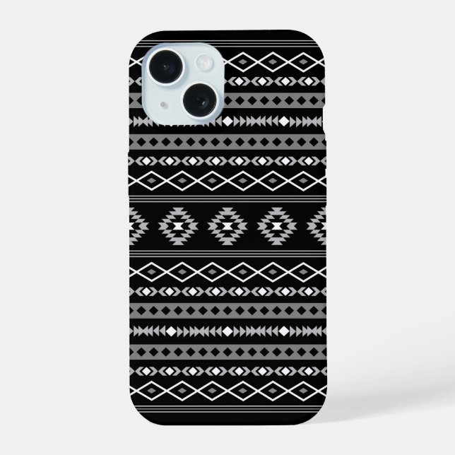 Patrón de motivos mixtos azteca blanco gris negro (Reverso )