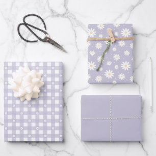 Patrón de muelle de lavanda y papel de ajuste sóli