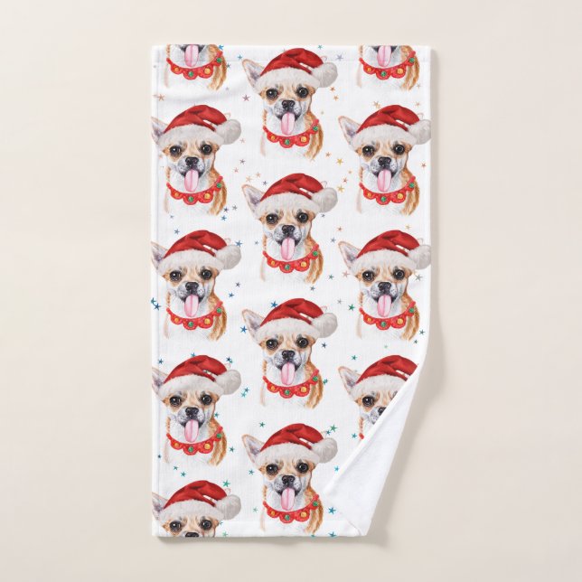 Patrón de Navidad de perro Chihuahua lindo (Toalla de mano)