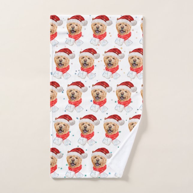 Patrón de Navidad de perro Chow Chow lindo (Toalla de mano)
